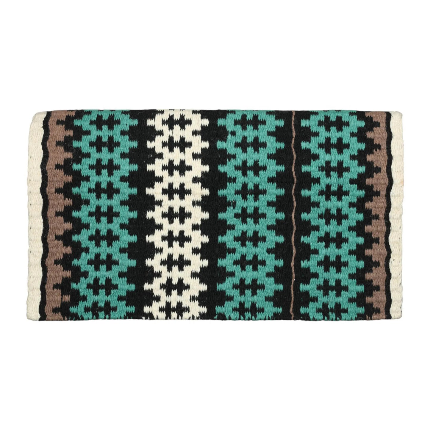 TuffRider Tulsa Double Weave Saddle Blanket-White/Green/Black-34 X 40 Inch