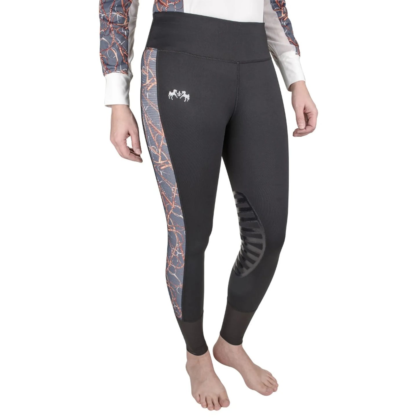 Equine Couture Ladies Snaffle Bits Tights- Black- Large