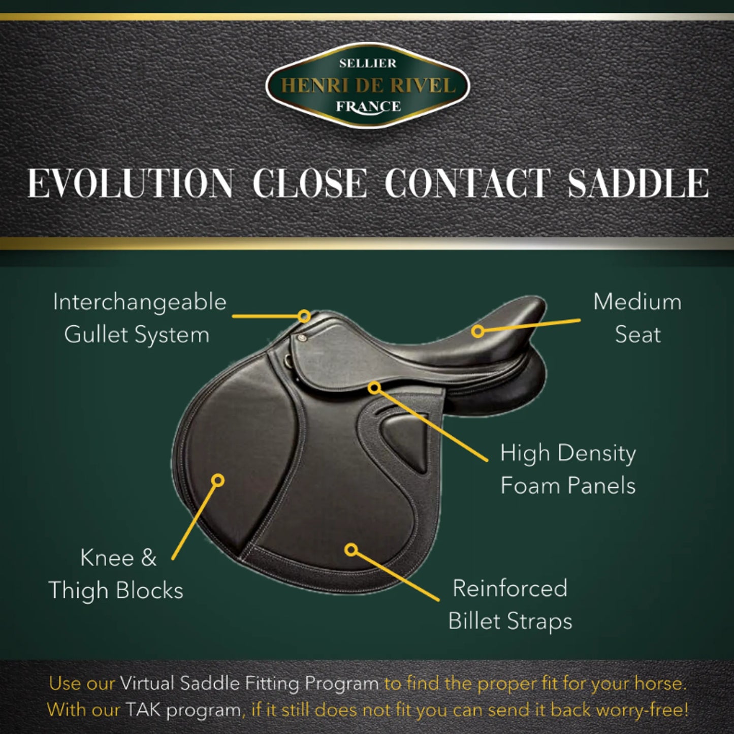 Henri De Rivel Regular Evolution Close Contact Saddle - Color: Havana | Pack Of: 1 | Shape: Regular