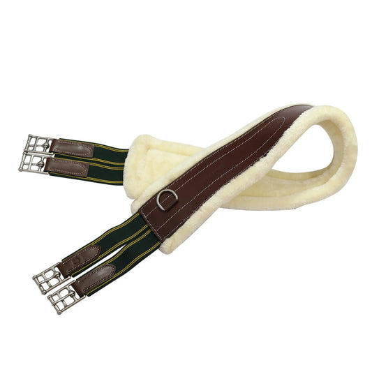 Henri de Rivel Contoured Leather Sherpa Fleece Girth-Australian Nut-38