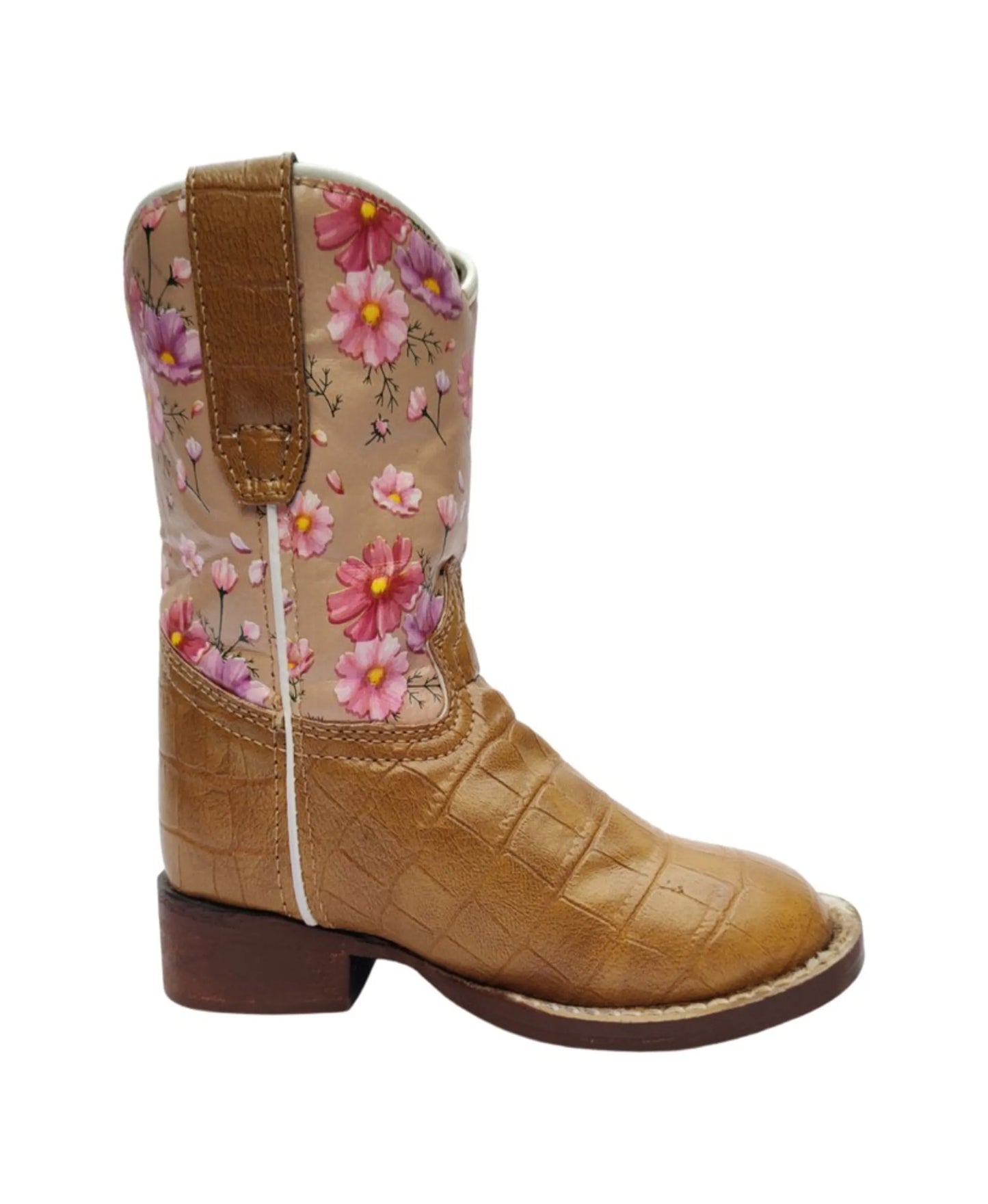 TuffRider Children's Dunes Square Toe Western Boot- Tan Floral- 10C