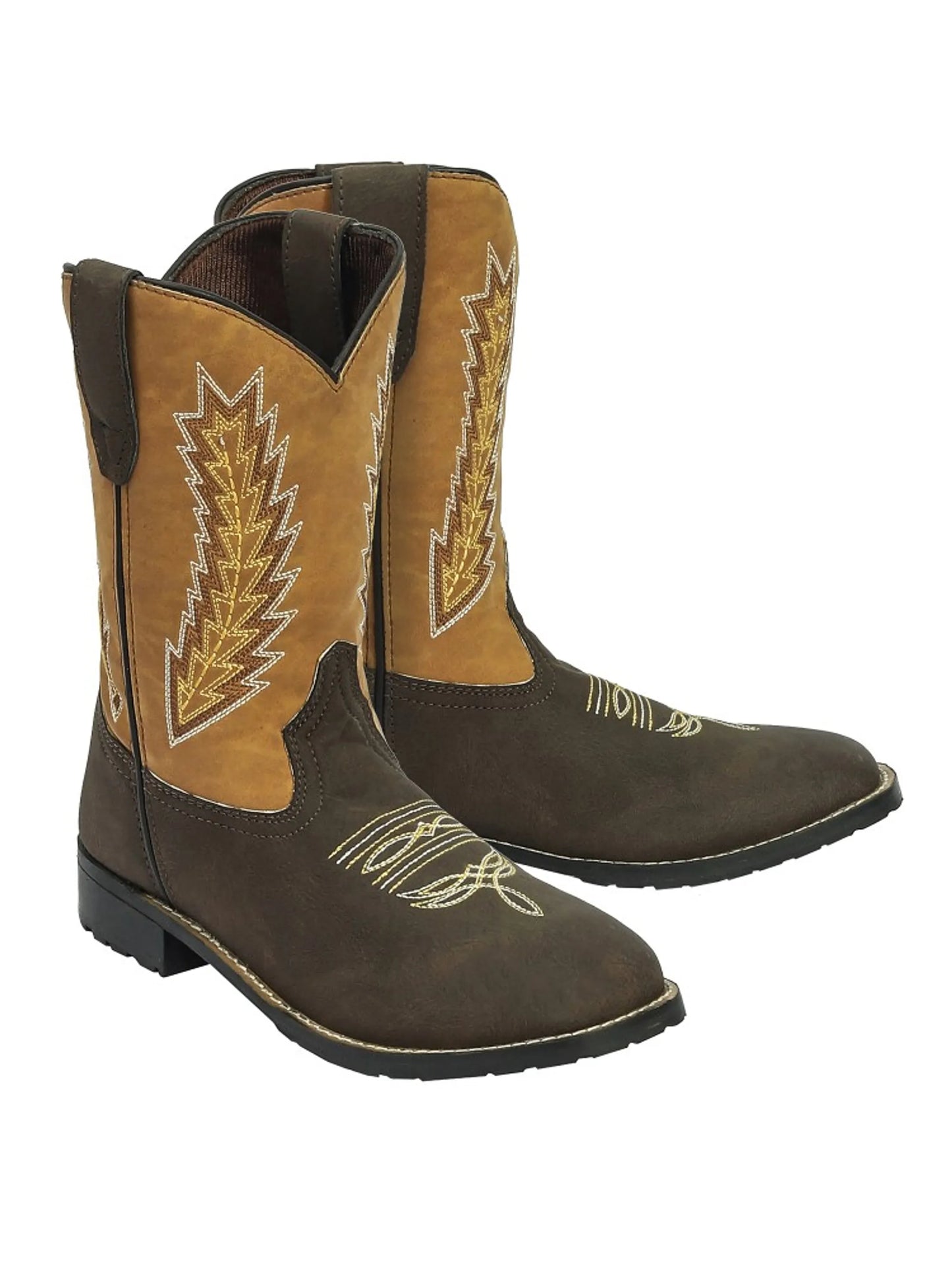 TuffRider Children's Biscayne Square Toe Western Boot- Mocha w/ Tan- 10C
