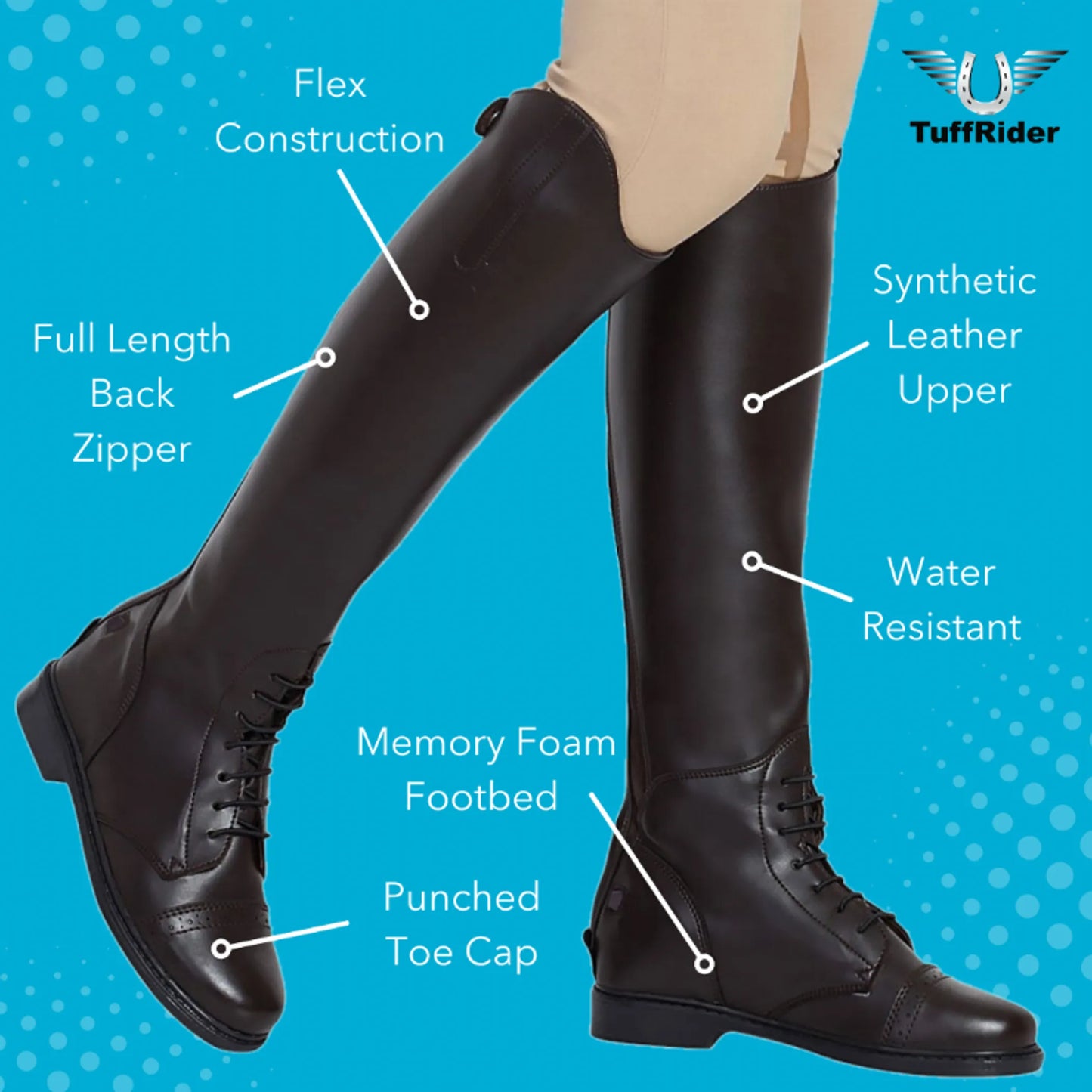 TuffRider Women Synthetic Leather Starter Back Zipper Field Boots - Pack Of: 1