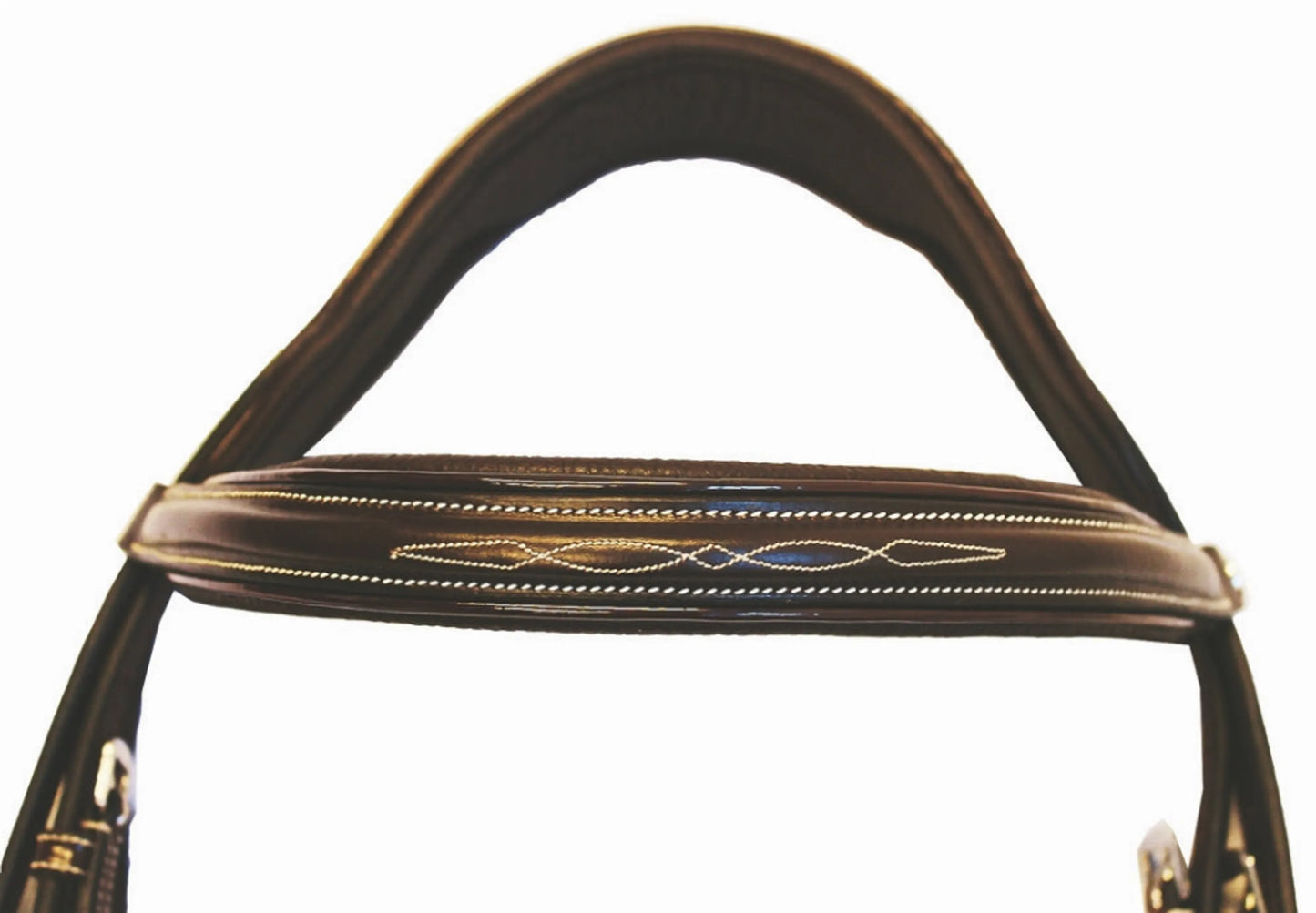 Henri de Rivel Pro Mono Crown Fancy Bridle with Patent Leather Piping and Laced Reins
