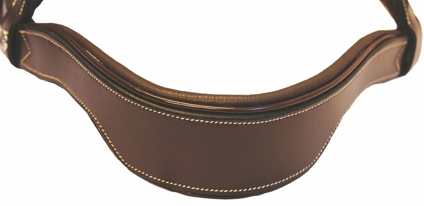Henri de Rivel Pro Mono Crown Fancy Bridle with Patent Leather Piping and Laced Reins