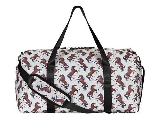 AWST Int'l "Lila" Galloping Bay Horses Duffle Bag- Beige