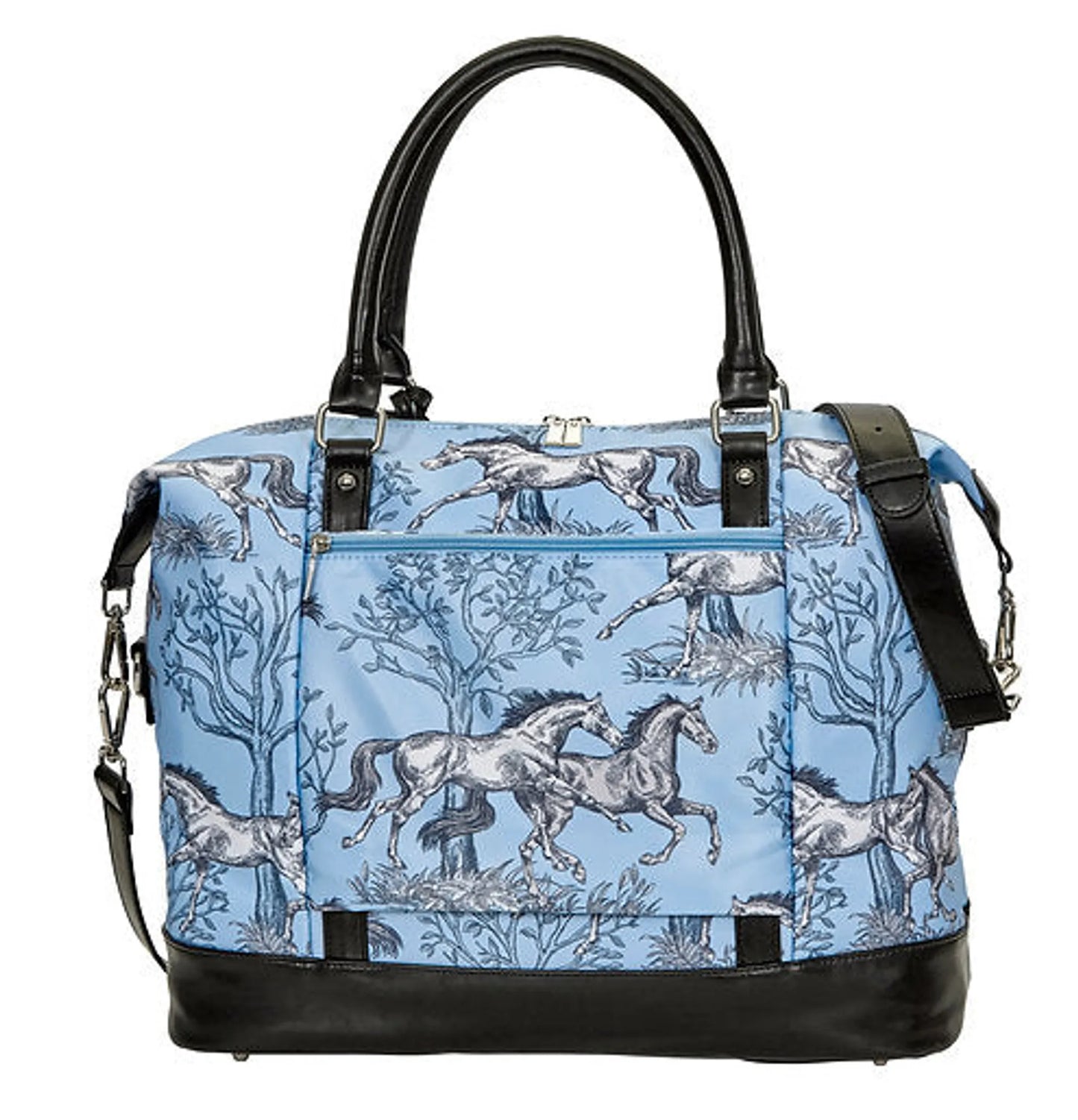 AWST INTL LILA BLUE TOILE PATTERN TRAVEL BAG withTASSEL