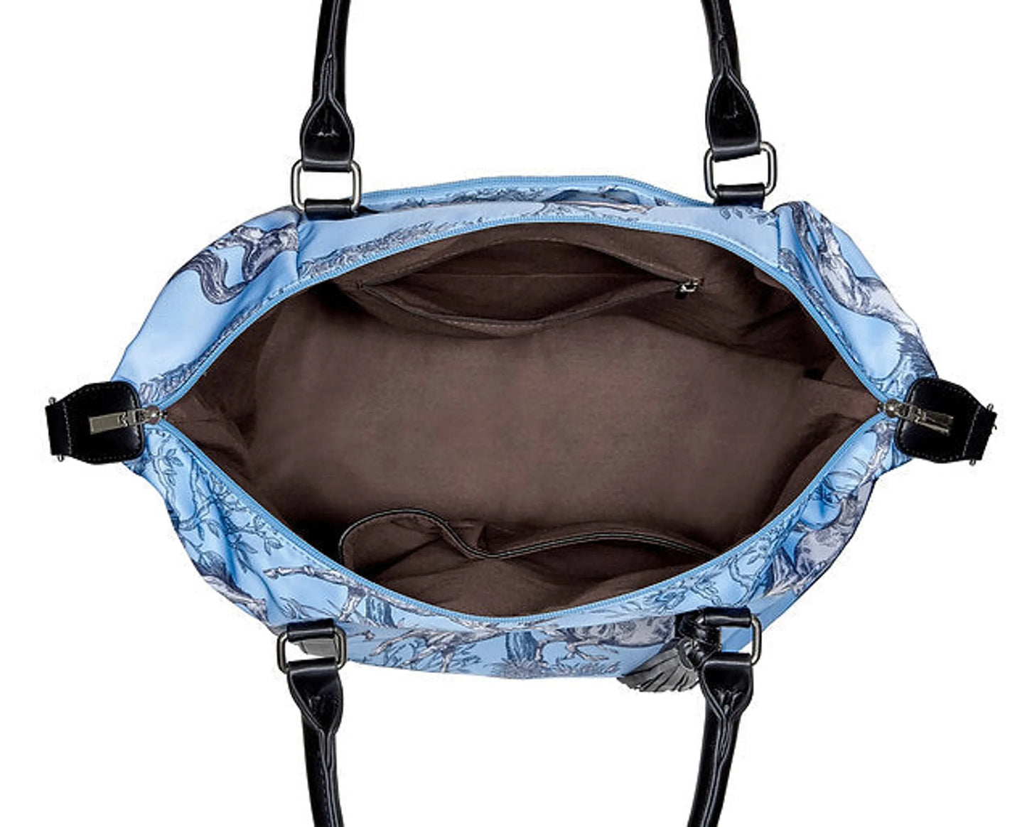 AWST INTL LILA BLUE TOILE PATTERN TRAVEL BAG withTASSEL