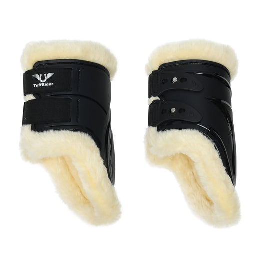 TuffRider Airflow Iron Man Sherpa Fleece Fetlock Boots-Black-Cob