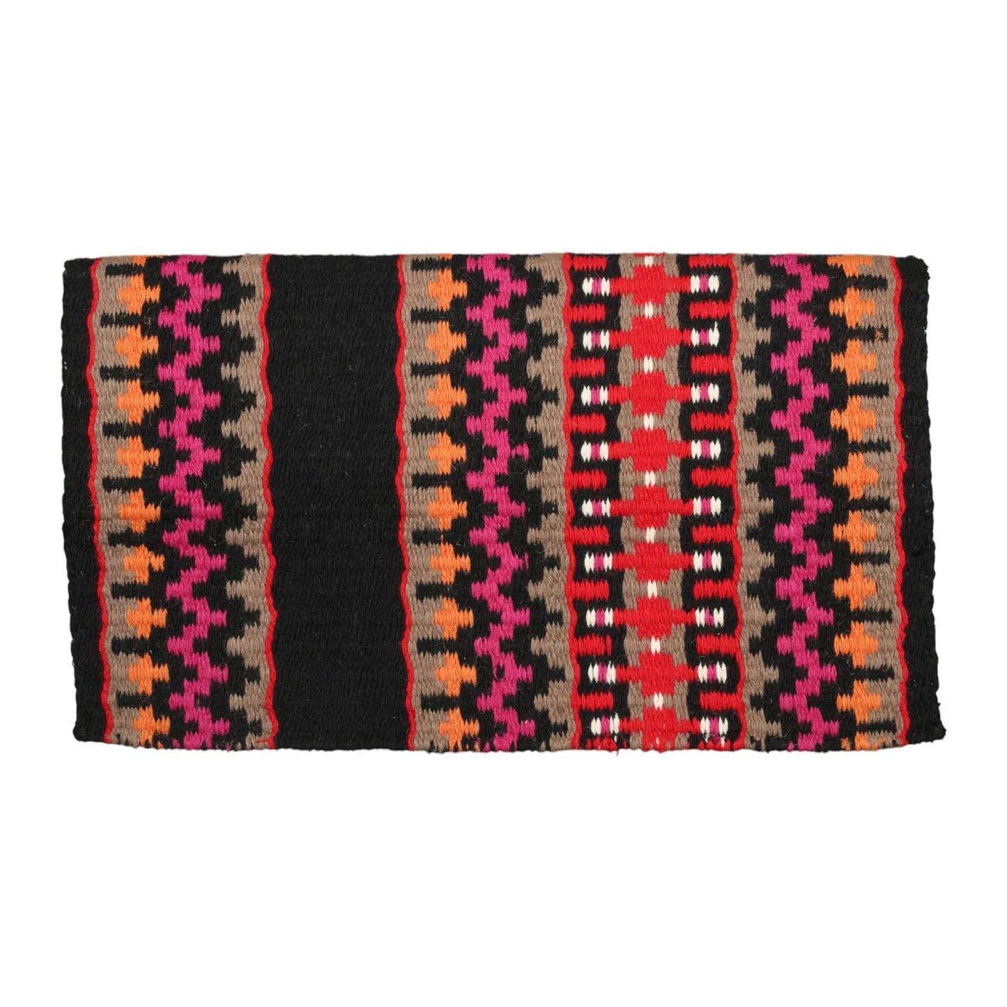 TuffRider Lubbock Double Weave Saddle Blanket-Black/Pink/Orange-34 X 40 Inch