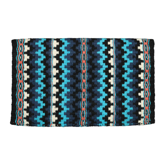 TuffRider Waco Double Weave Saddle Blanket-Black/Blue/White-34 X 42 Inch