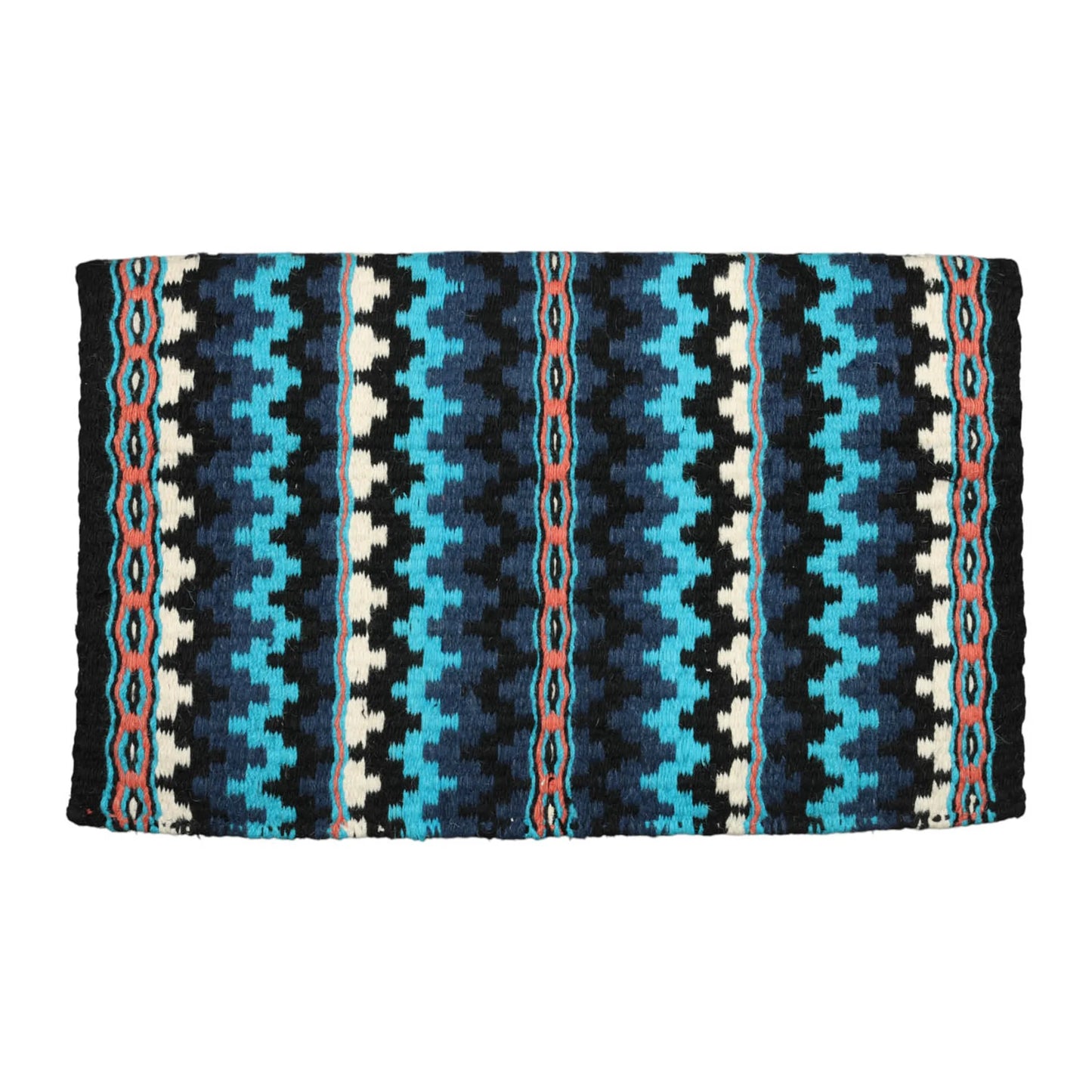 TuffRider Waco Double Weave Saddle Blanket-Black/Blue/White-34 X 42 Inch