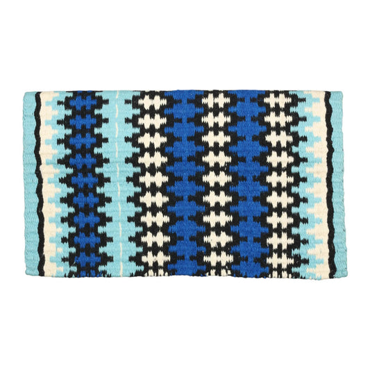 TuffRider Shawnee Double Weave Saddle Blanket-Lt. Blue/R.Blue/Black-34 X 42 Inch