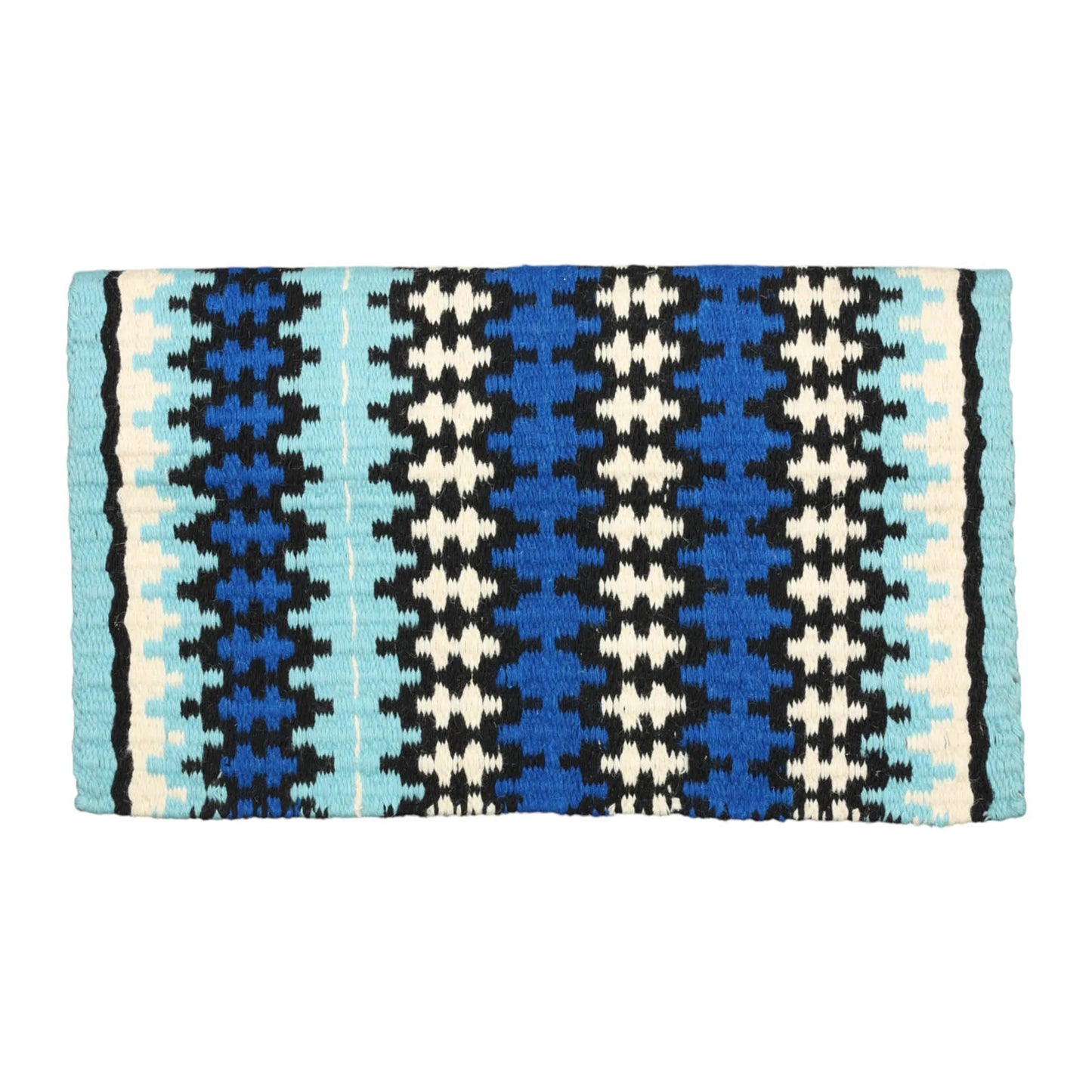 TuffRider Shawnee Double Weave Saddle Blanket-Lt. Blue/R.Blue/Black-34 X 42 Inch