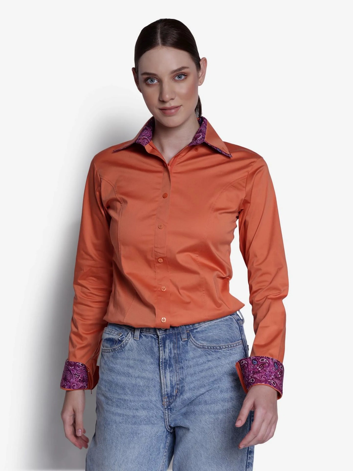 TuffRider Ladies ADEY Double Collar Shirt-Royal Blue -L