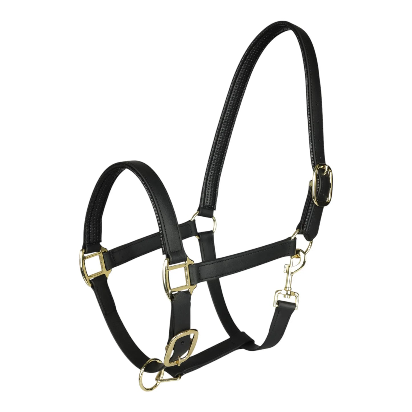 TuffRider EasyCare EquiLeather Heavy Duty Break Away Halter with Brass Plated Fittings-Black-Cob