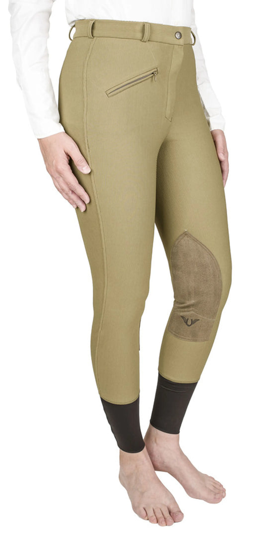 TuffRider Ladies Ribb Knee Patch Breeches- Sage- 24