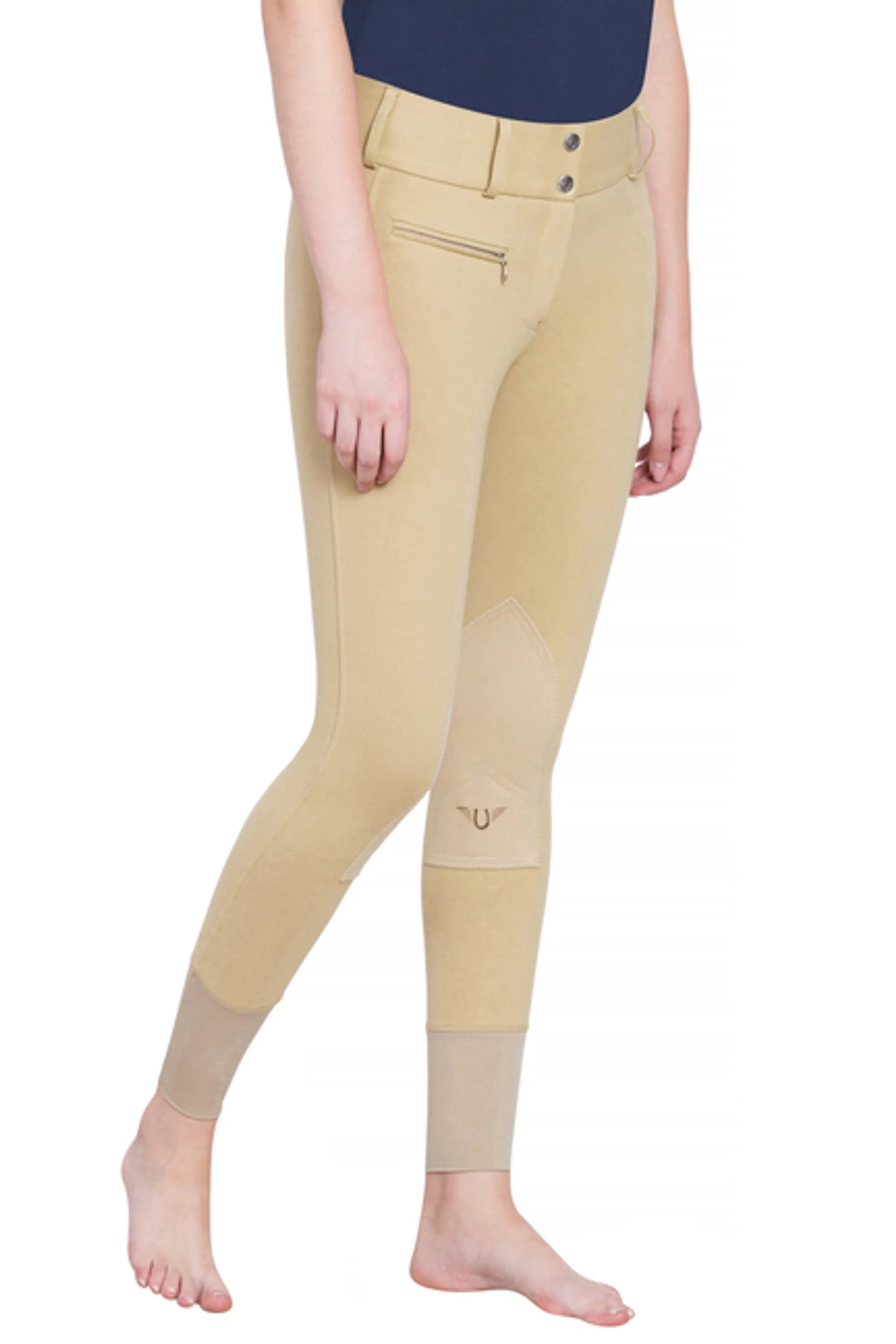 TuffRider Ladies Cotton Lowrise Wide Waistband Knee Patch Breeches
