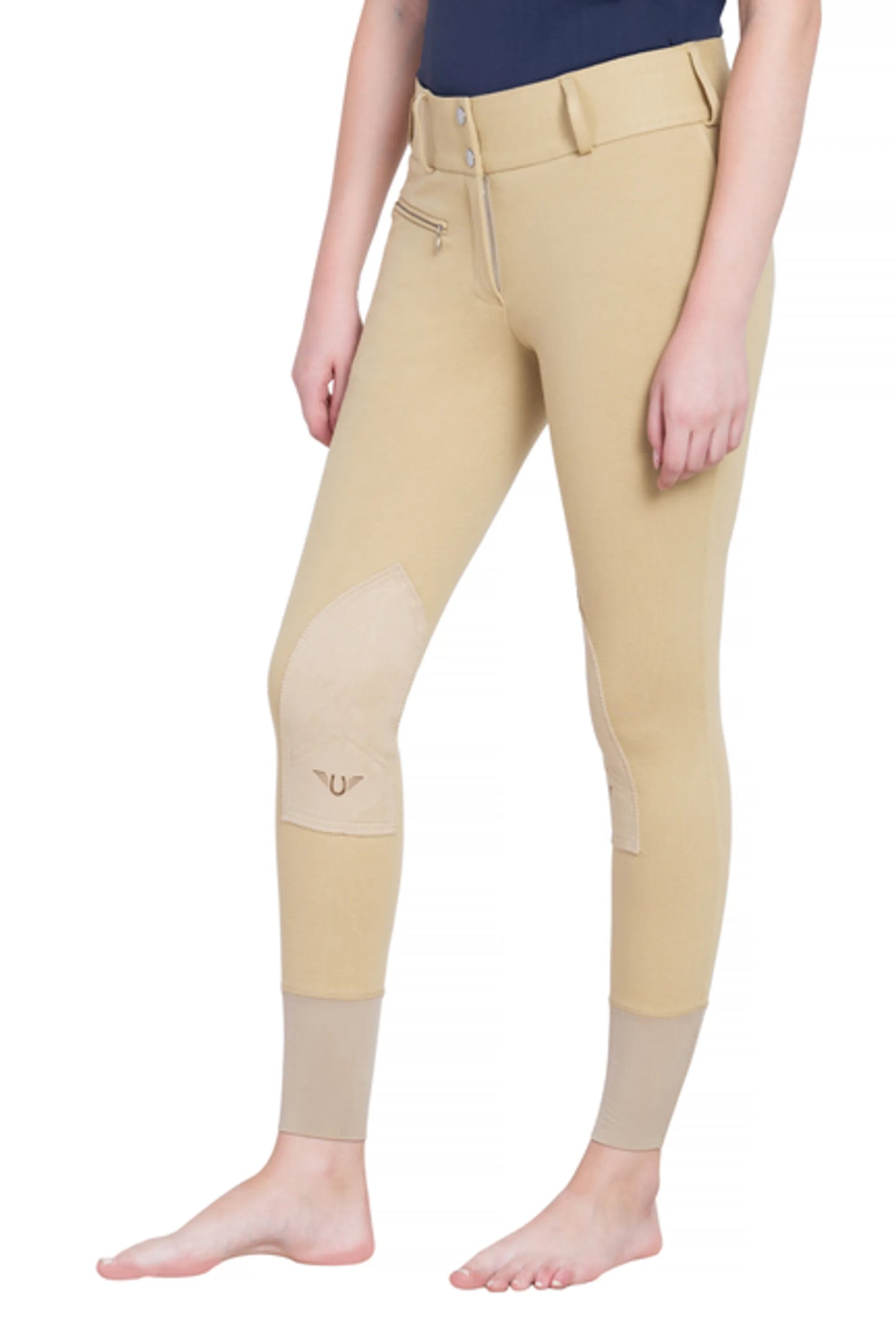 TuffRider Ladies Cotton Lowrise Wide Waistband Knee Patch Breeches
