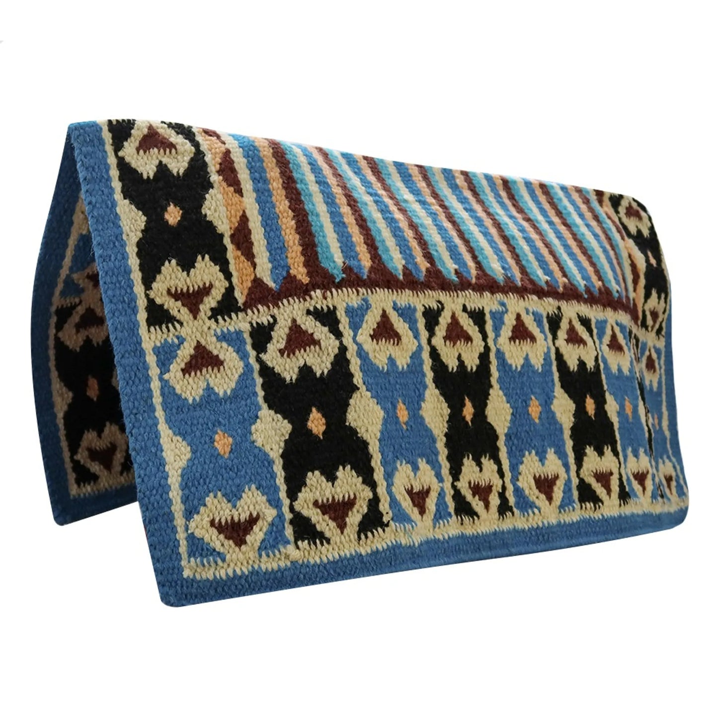TuffRider Amarillo Western Woven Saddle Blanket- Blue/Black- 34 x 36