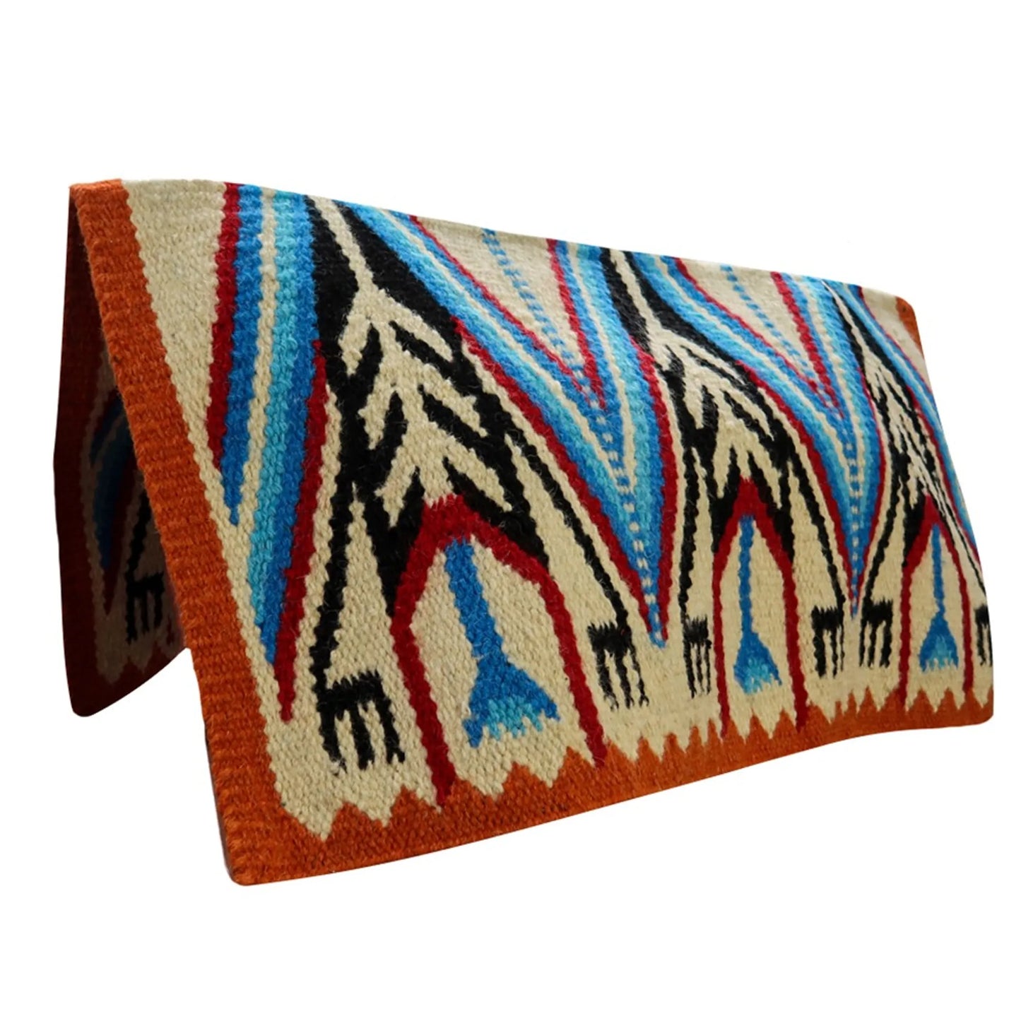 TuffRider Bandera Western Woven Saddle Blanket- Royal/Rust- 34 x 36