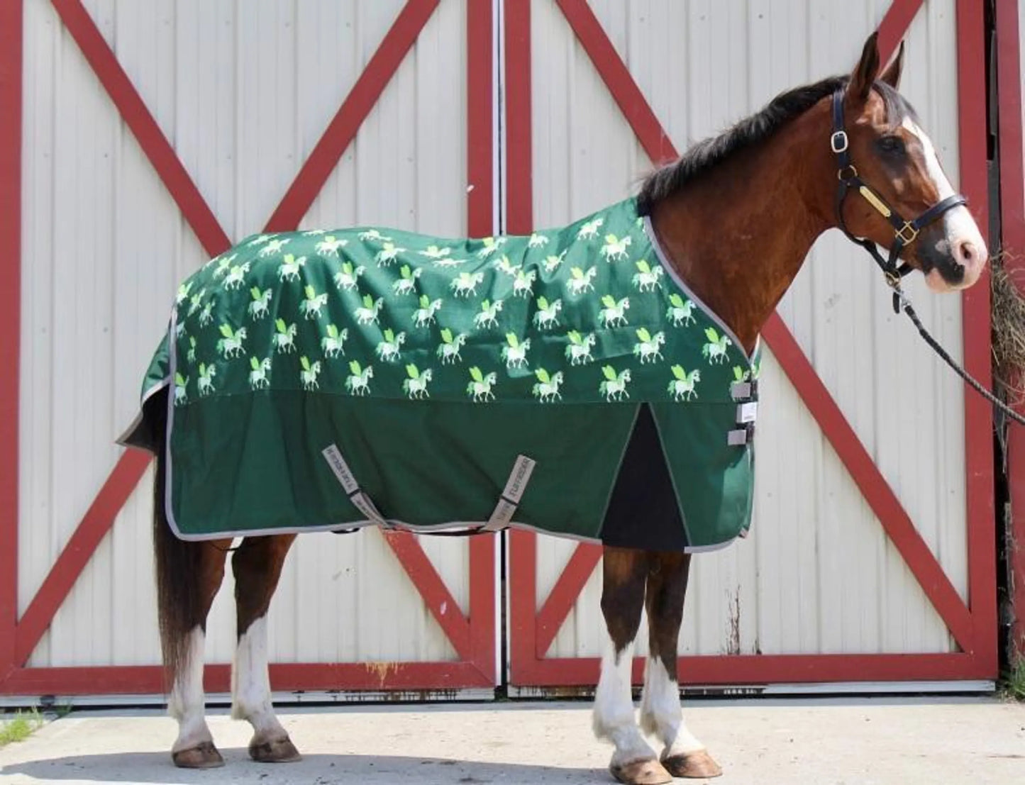 TuffRider 1200D Ripstop 220 GMS Polyfill Pony Horse Print Standard Neck Two Tone Turnout Blanket