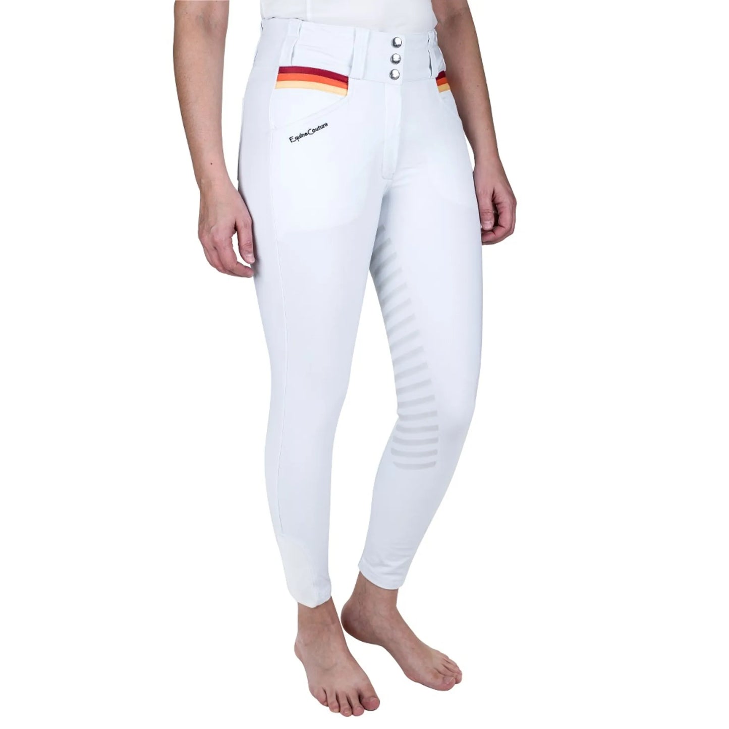 Equine Couture Women's Gradient Full Seat Breech- White w/ Red Stripes- 24