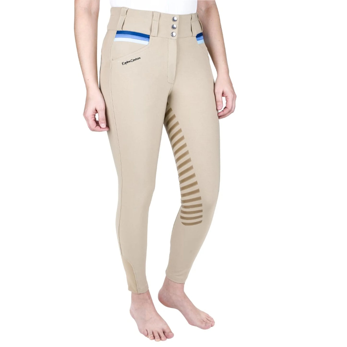 Equine Couture Women's Gradient Full Seat Breech- White w/ Red Stripes- 24