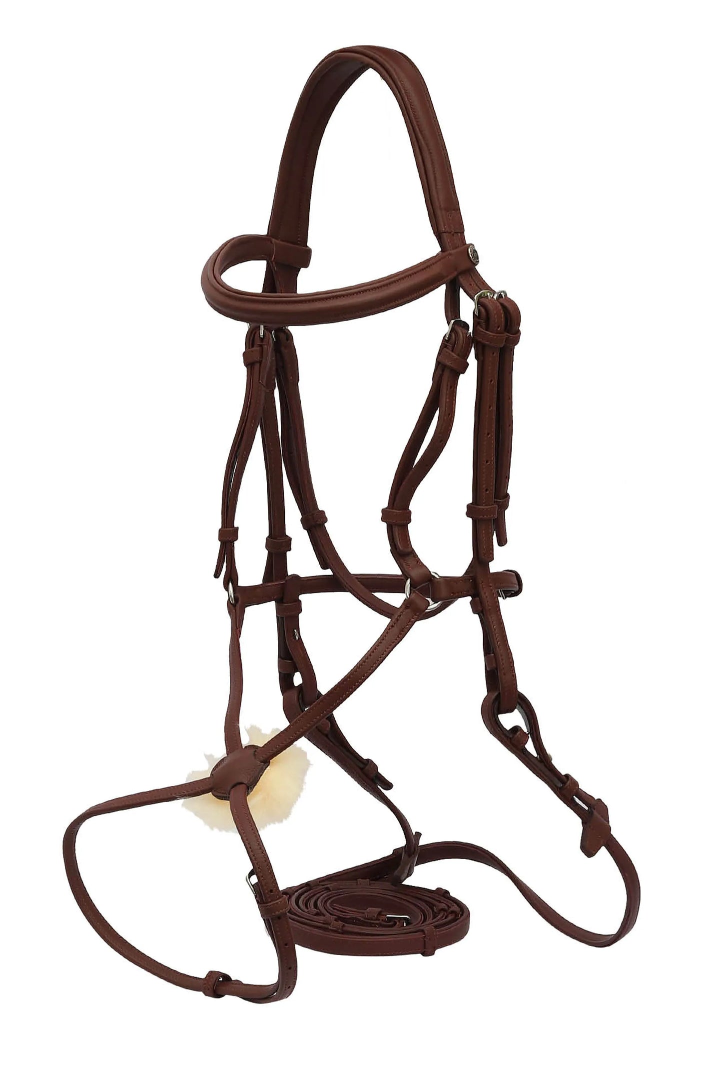 Henri de Rivel Kushy Plain Raised Figure Eight Noseband Bridle - Australian Nut - Cob