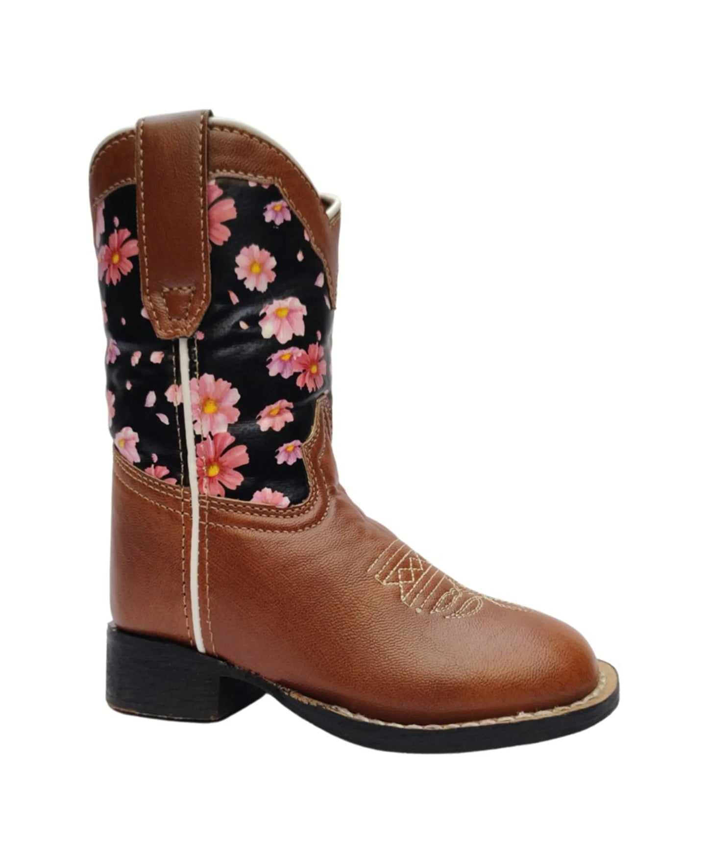 TuffRider Children's Pinnacles Square Toe Western Boot- Brown Floral- 10C