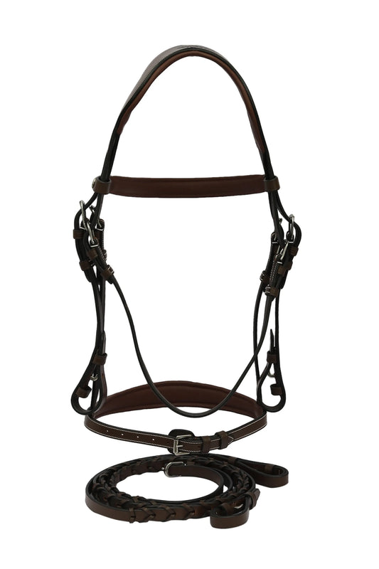 Henri de Rivel Pro Mono-Crown Padded Wide Noseband Bridle - Australian Nut - Cob