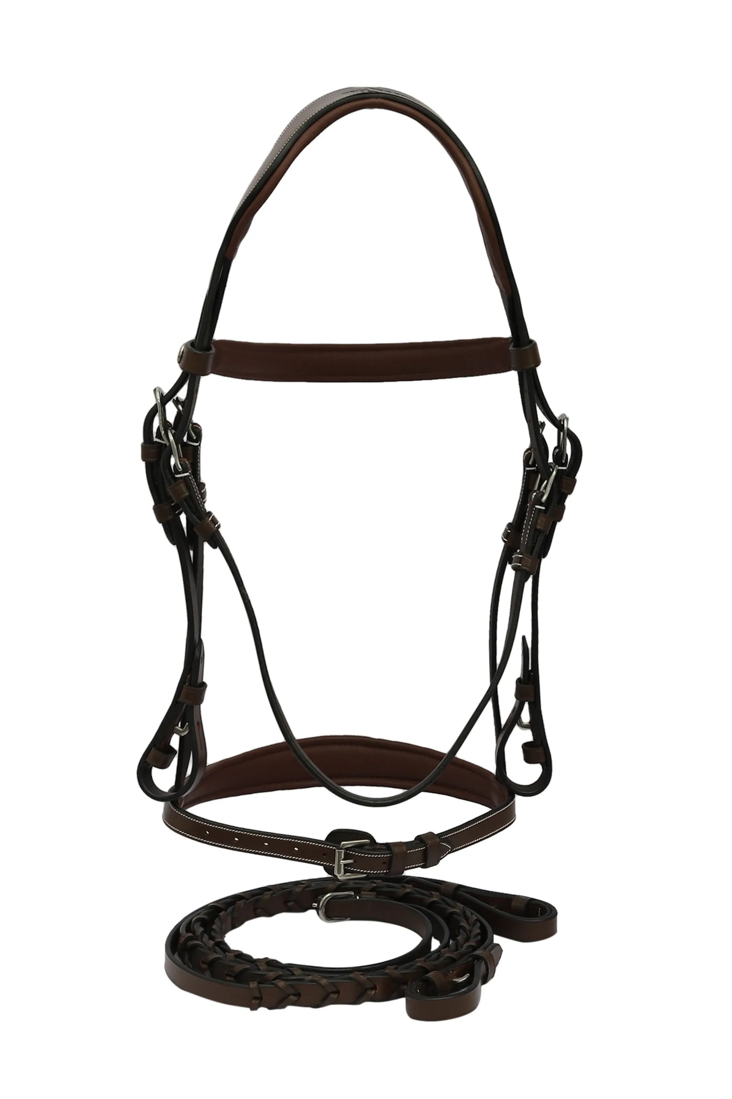 Henri de Rivel Pro Mono-Crown Padded Wide Noseband Bridle - Australian Nut - Cob