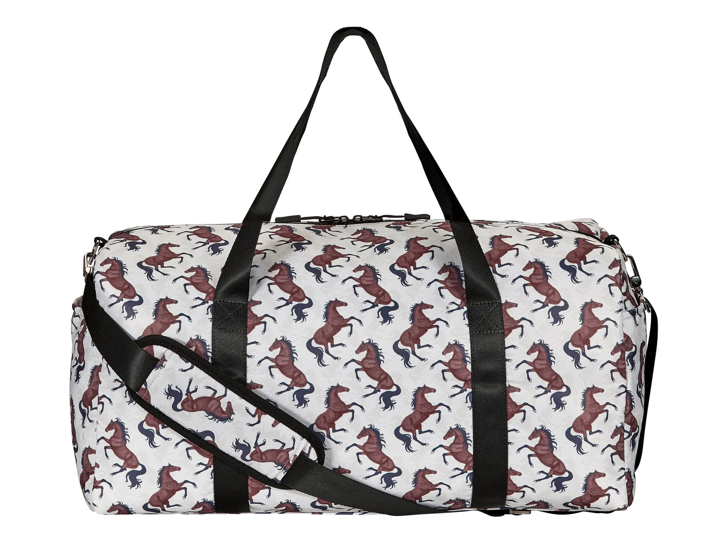 AWST Int'l "Lila" Galloping Bay Horses Duffle Bag- Beige