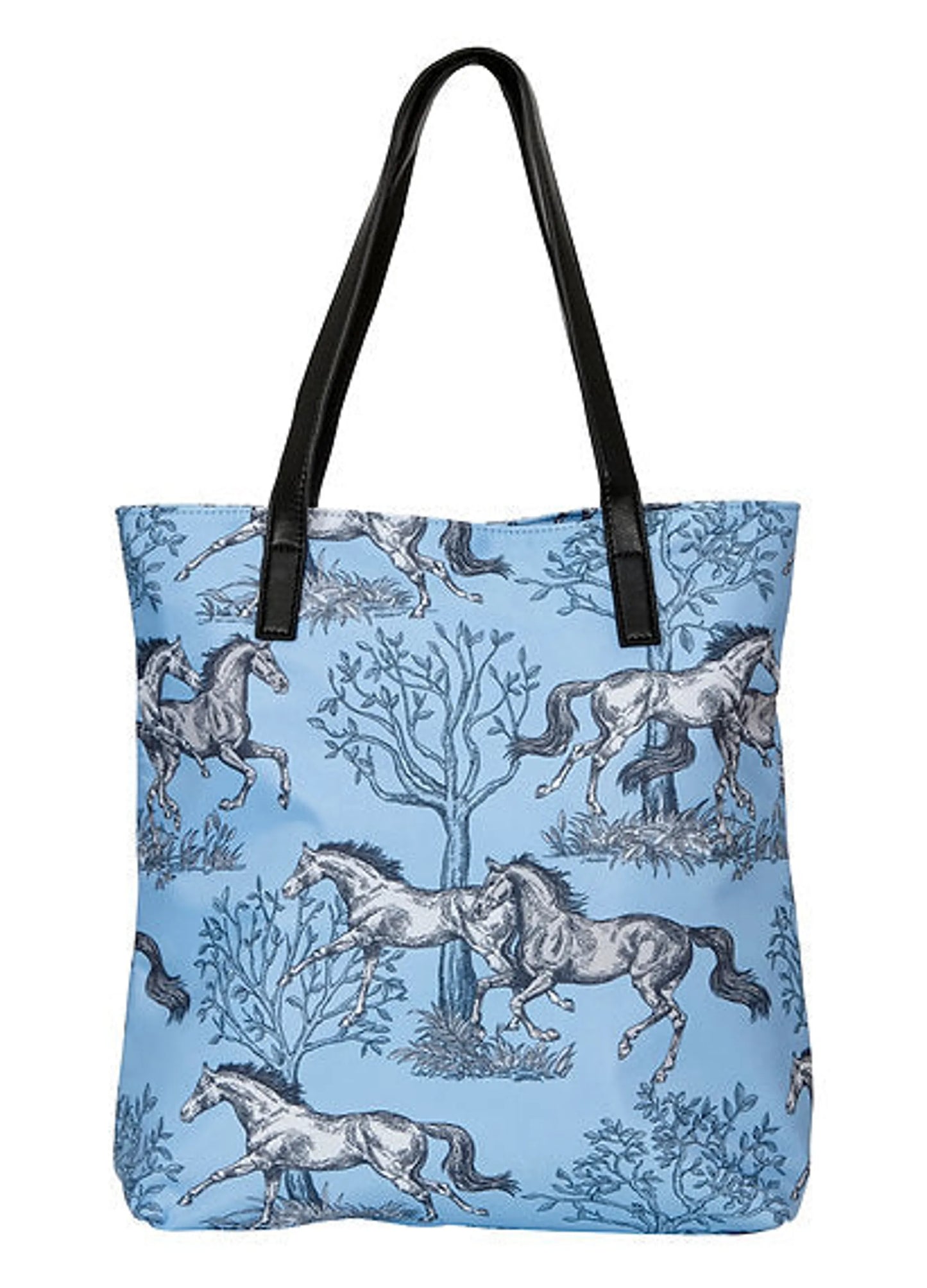 AWST Int'l "Lila" Blue Toile Pattern Tote Bag with Tassel
