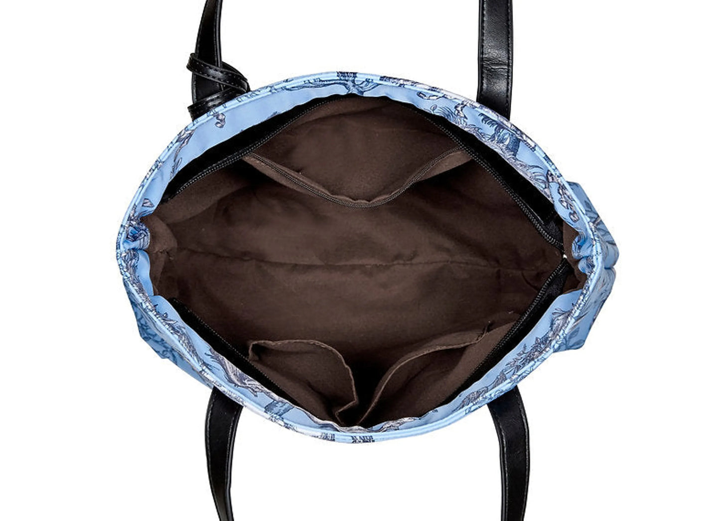 AWST Int'l "Lila" Blue Toile Pattern Tote Bag with Tassel